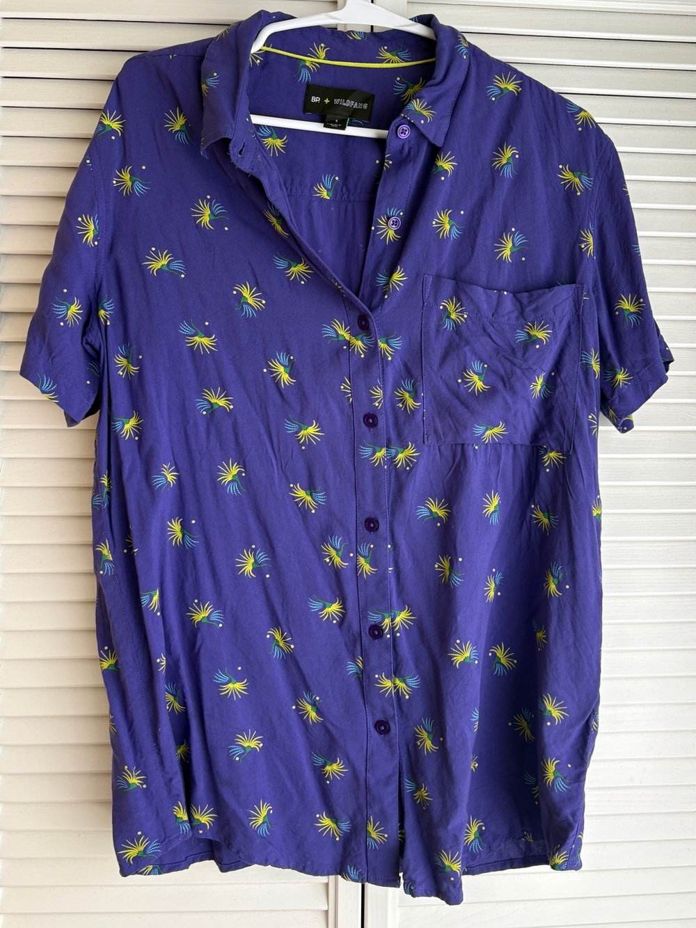 BP + Wildfang Purple Short-Sleeve Button Shirt